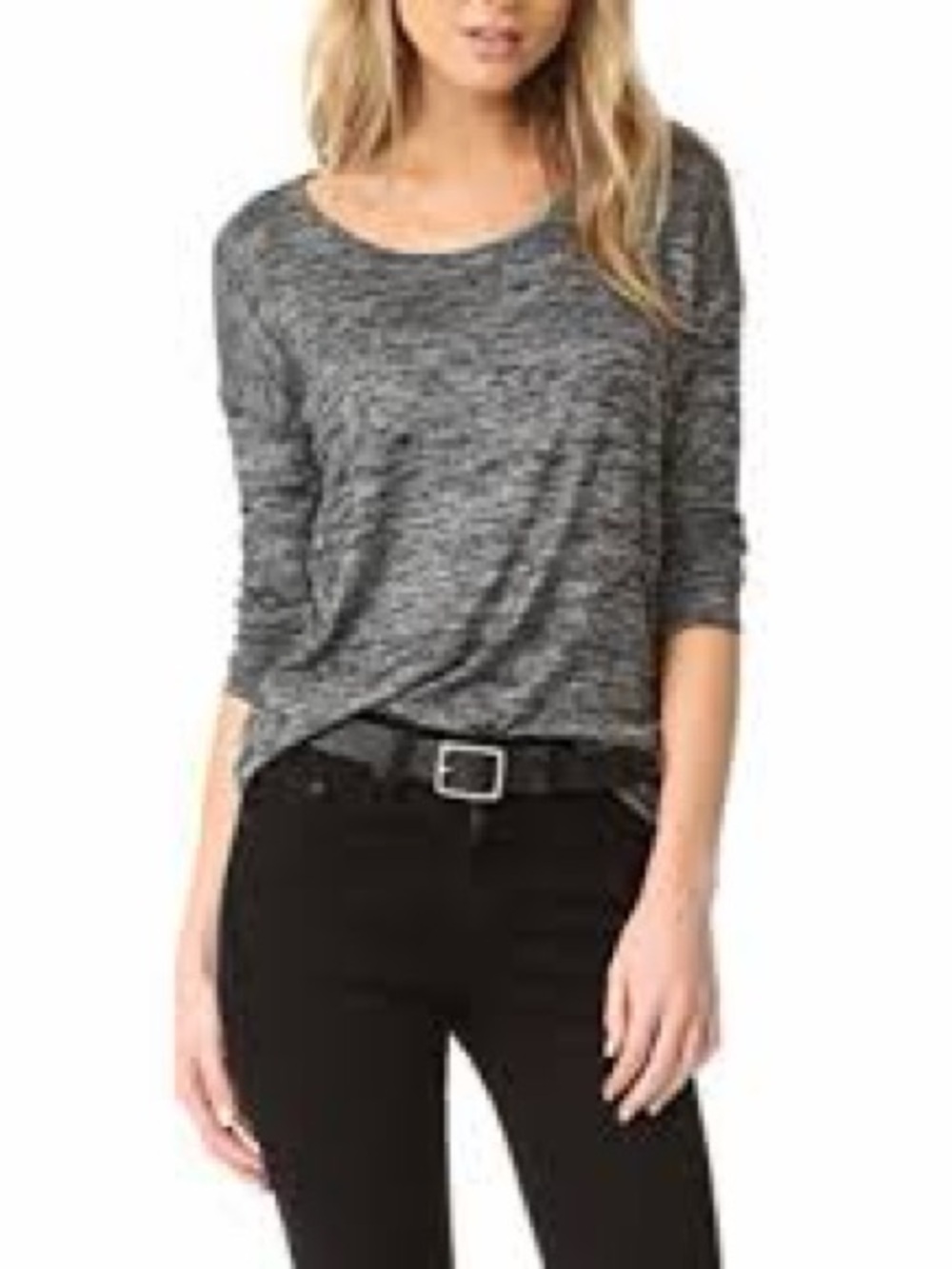 rag & bone Black and Gray Marled Long-Sleeve Top